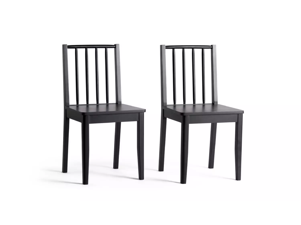 Habitat Nel Pair of Solid Wood Spindle Chair - Black