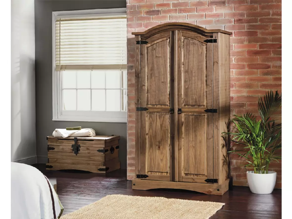 Puerto Rico 2 Door Wardrobe - Dark Pine - Ready Assembled !