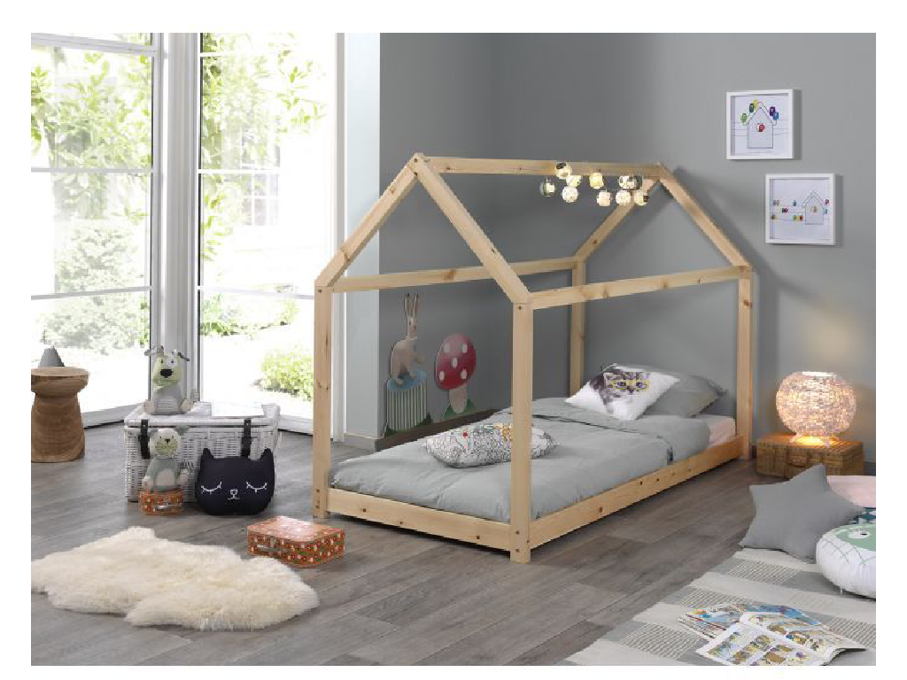 Vipack Hut House Bed - Natural Pine (90x200cm)