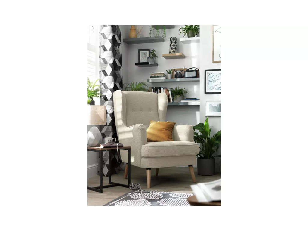 Habitat Callie Fabric Wingback Chair - Latte