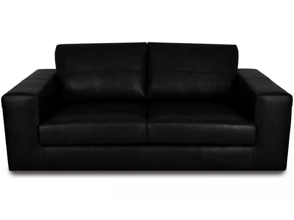 Habitat Daly Leather Wide Arm 3 Seater Sofa - Black