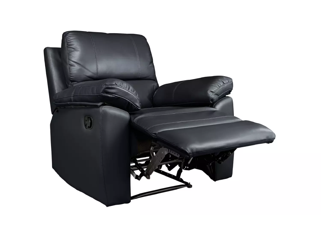 Toby Faux Leather Manual Recliner Chair - Black