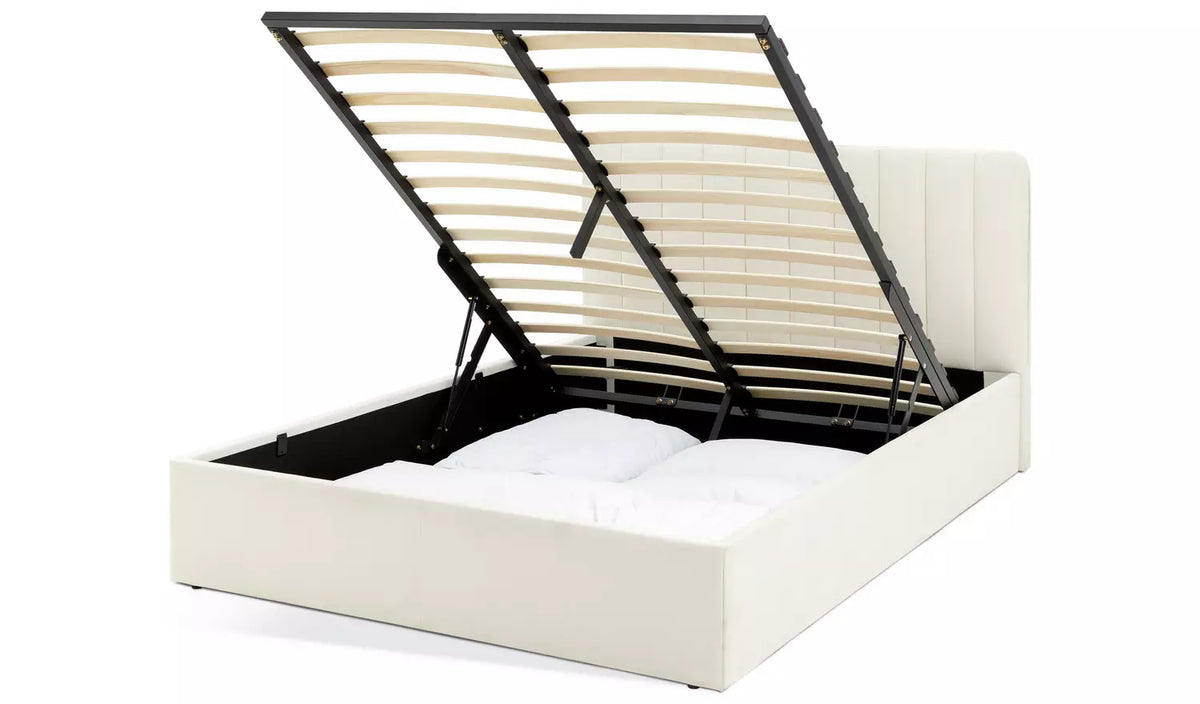 Pandora Double End Lift Ottoman Bed - Cream