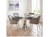 Alice Glass Top Dining Table + 4 Alisha Chairs - Chrome/Grey