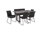Bronx 160 cm Concrete Effect Dining Table With 1 Bench + 4 Chairs (Defect Table Corner)