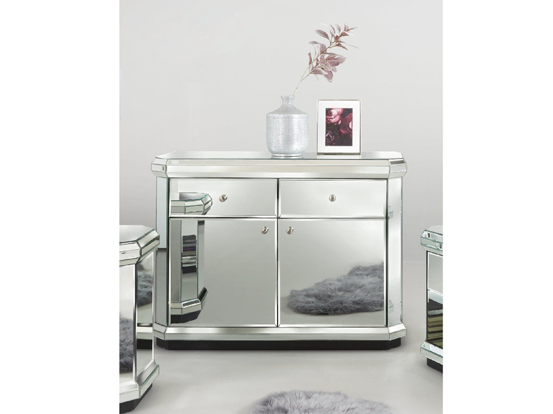 Plinth Mirrored Ready Assembled Compact Sideboard