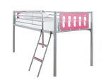 Cyber Mid-Sleeper Bed Frame - Silver / Pink
