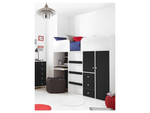 Miami Fresh Mid Sleeper with 3 Drawers 2 Cupboards & Pull Out Desk Black