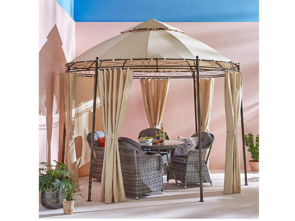 3m Round Steel Showerproof Gazebo With Sides - Sturdy Steel Frame
