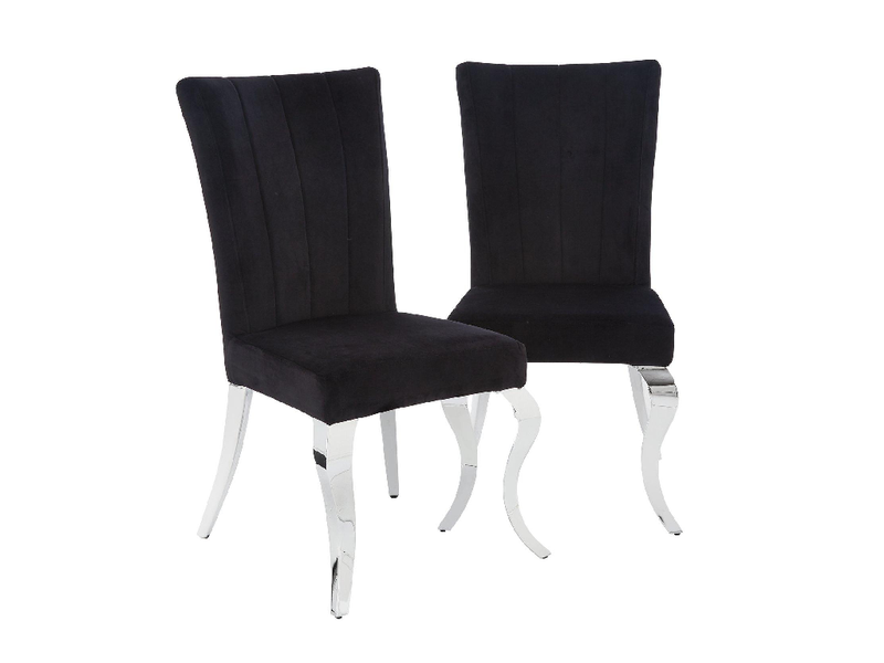 Grace Dining Chairs x 2 - Black Velvet / Chrome