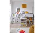 Mico Mid Sleeper Bed with Pull-Out Desk and Storage - White/Grey