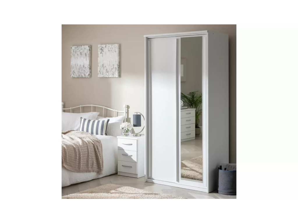 Hallingford 2 Door Mirror Sliding Wardrobe White Furnish In Style