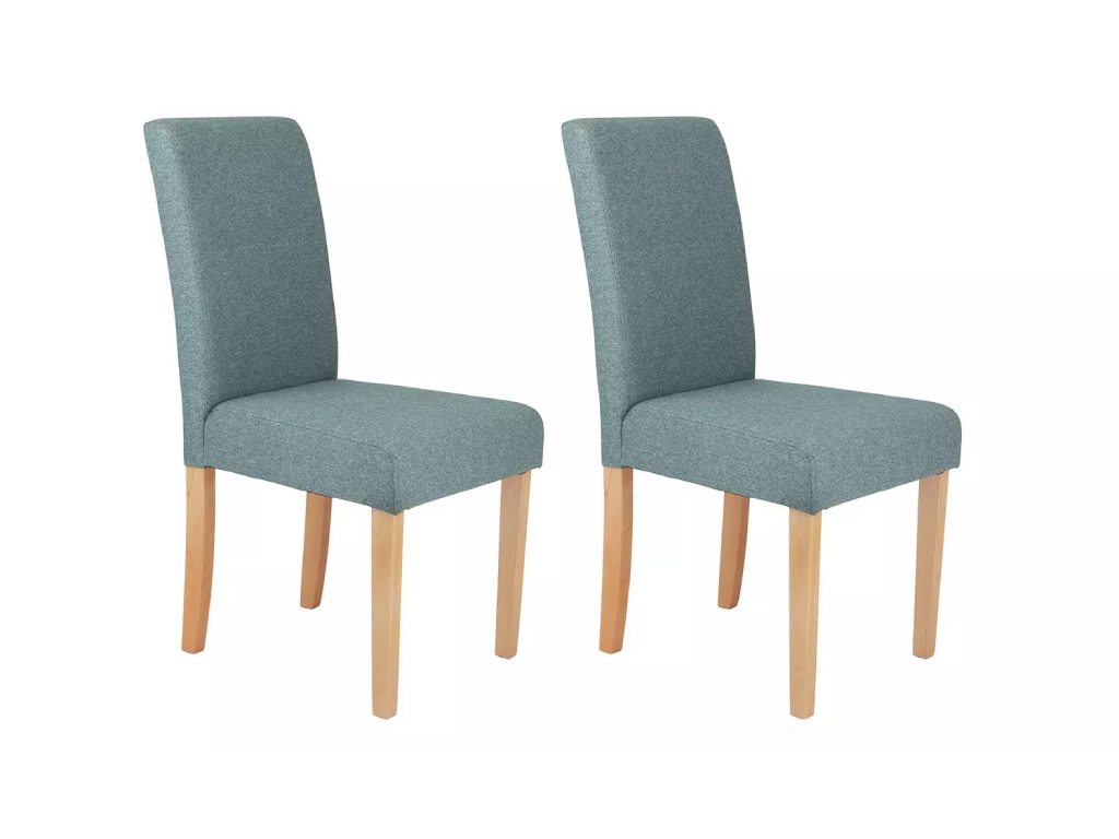 Pair of Tweed Mid Back Dining Chairs - Teal