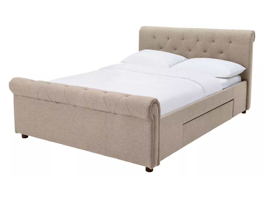 Newbury Kingsize 2 Drawer Fabric Bed Frame -Natural