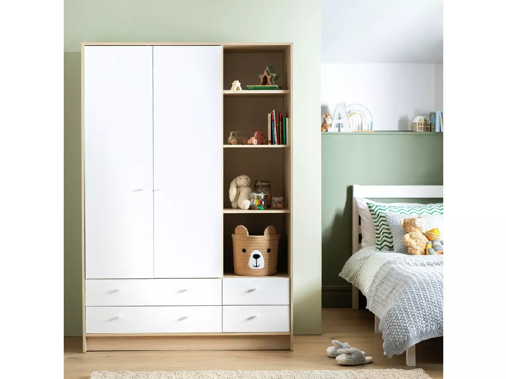 Kids Malibu 2 Door 4 Drawer Wardrobe - White