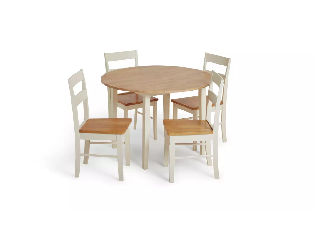 Chicago Round White Dining Table & 4 Cream Chairs