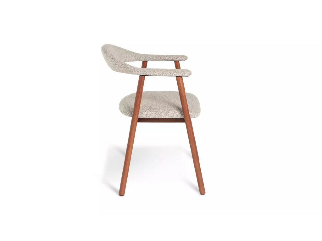 Habitat Lex Pair of Fabric Dining Chairs- Walnut