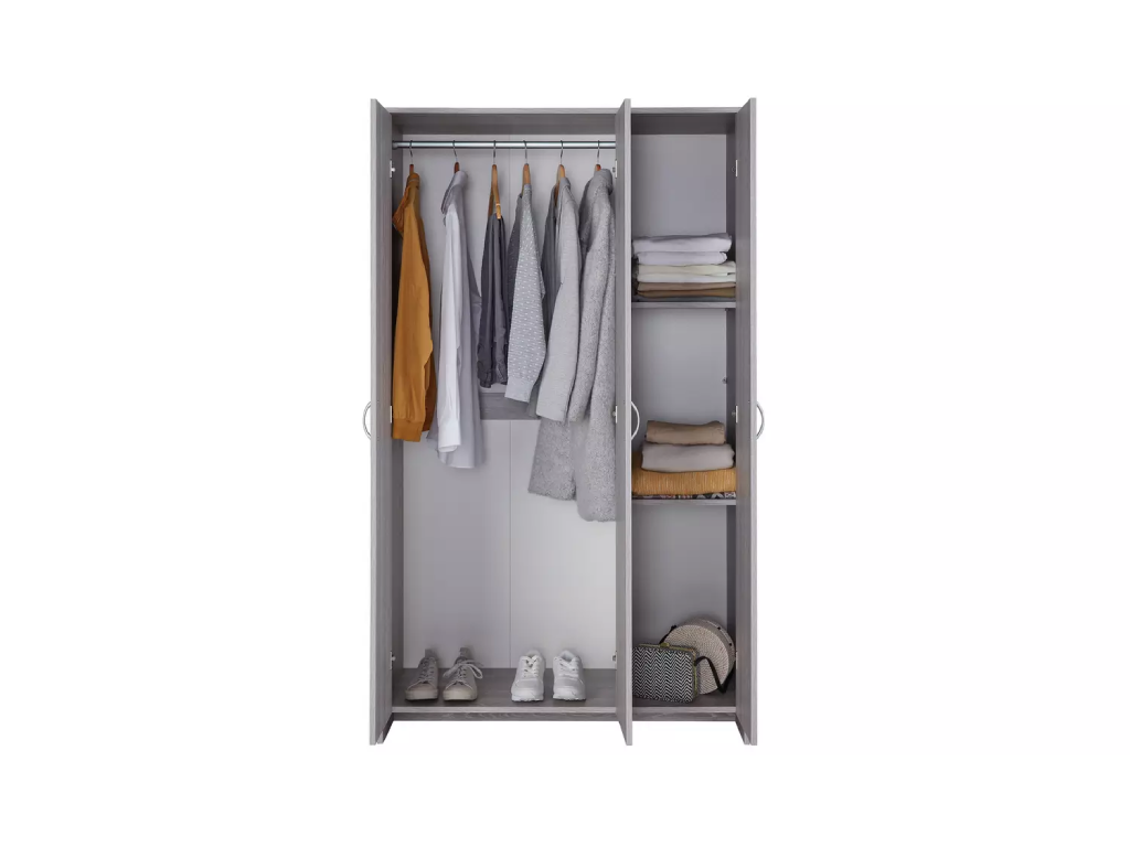 Seville 3 Door Wardrobe - Grey Oak Effect