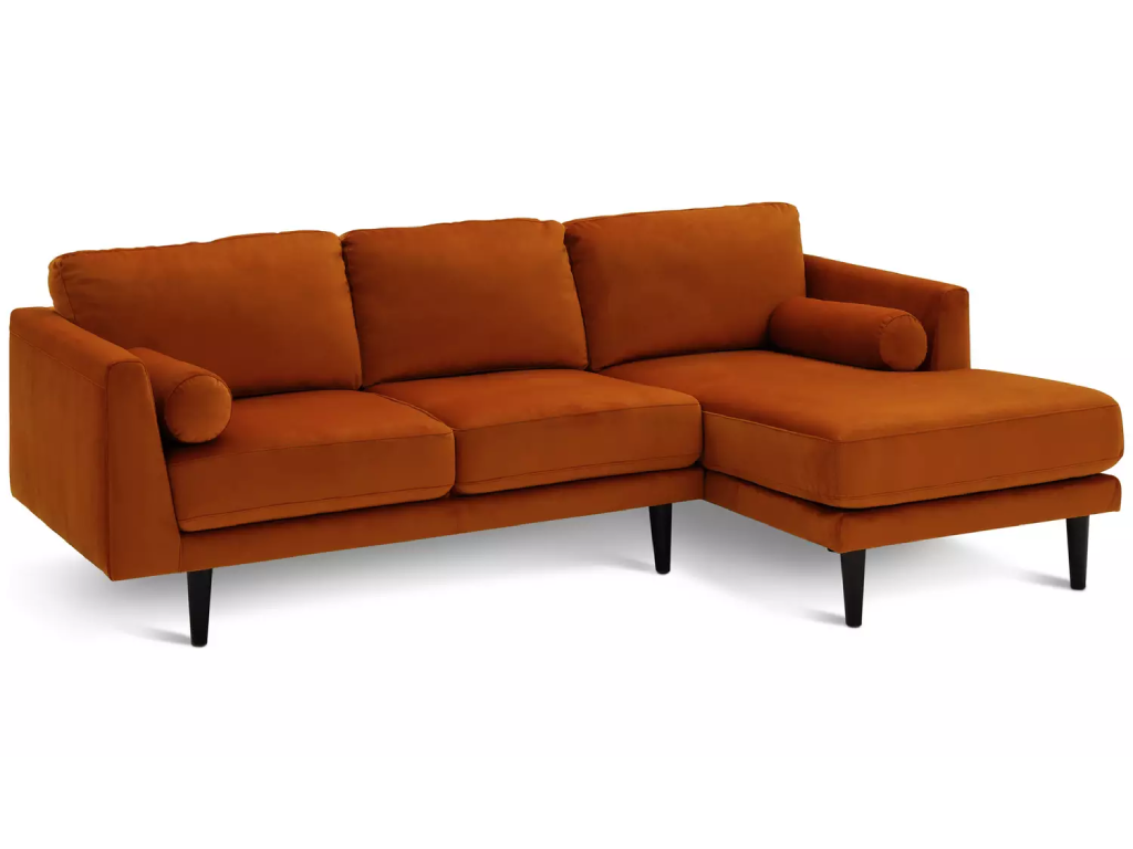 Habitat Jacob Velvet Right Hand Corner Sofa - Orange