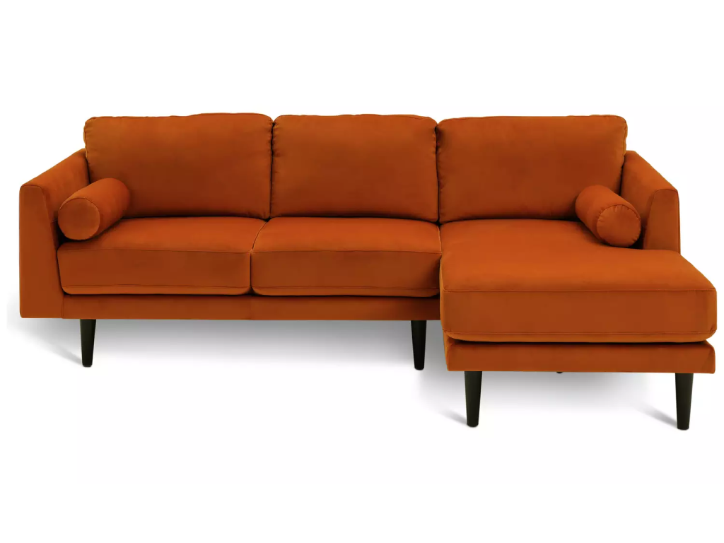 Habitat Jacob Velvet Right Hand Corner Sofa - Orange