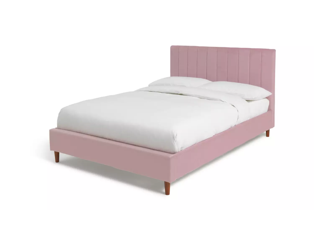 Pandora Small Double Velvet Bed Frame - Pink - (B-GRADE)