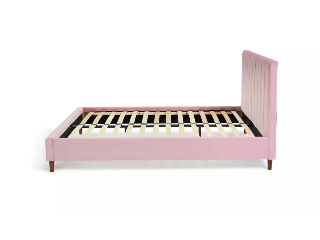Pandora Small Double Velvet Bed Frame - Pink - (B-GRADE)