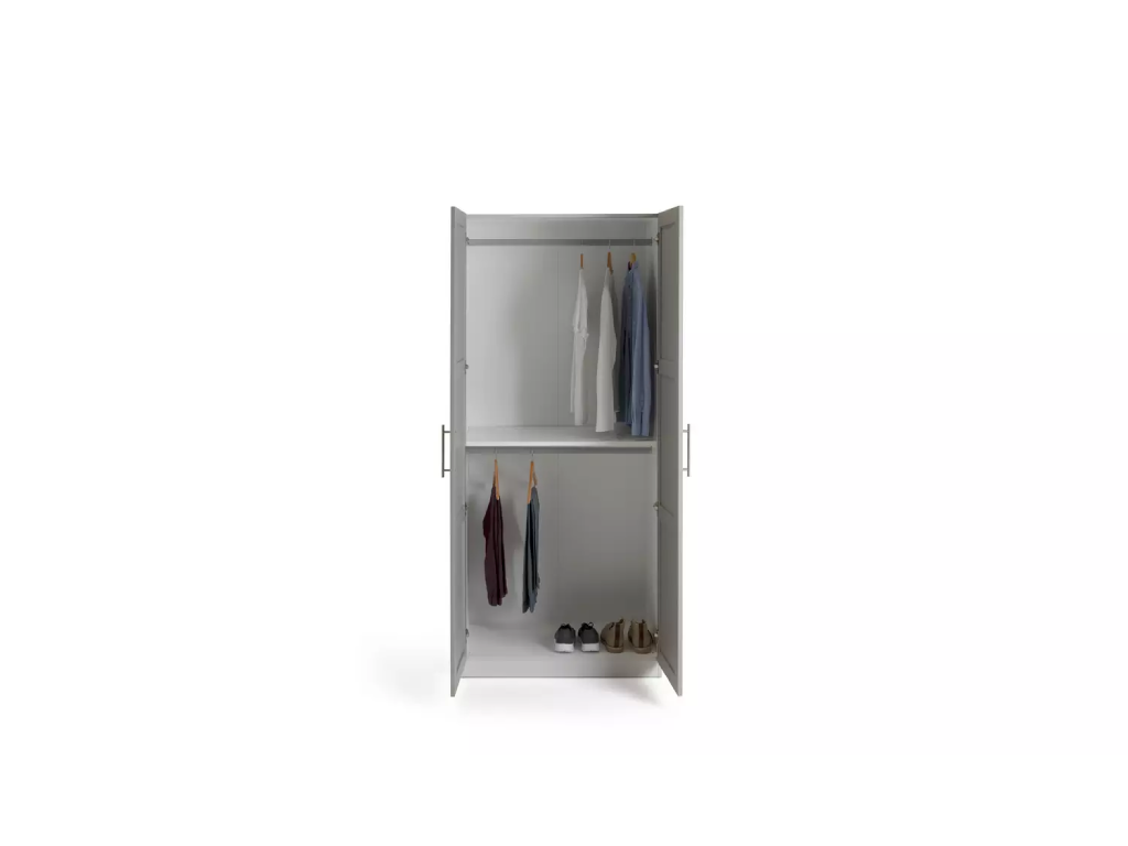Habitat Munich Panelled 2 Door Wardrobe - Grey