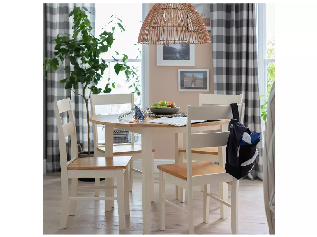 Home Chicago Round White Dining Table & 4 White Chairs