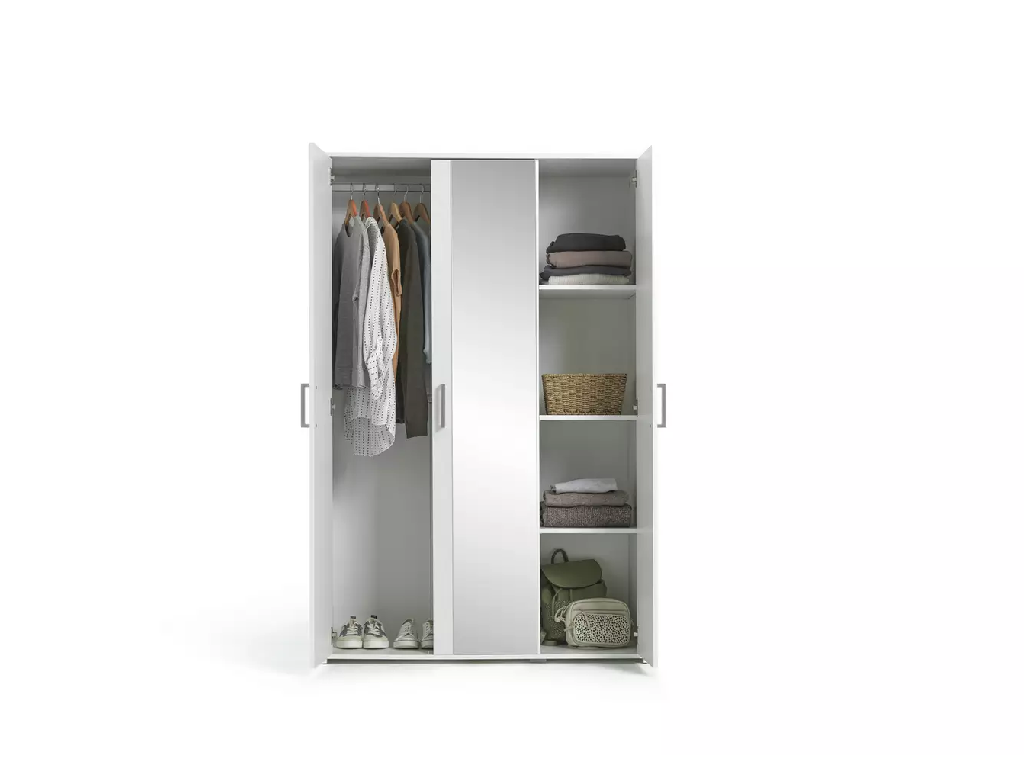 Oslo 3 Door Mirror Wardrobe - White