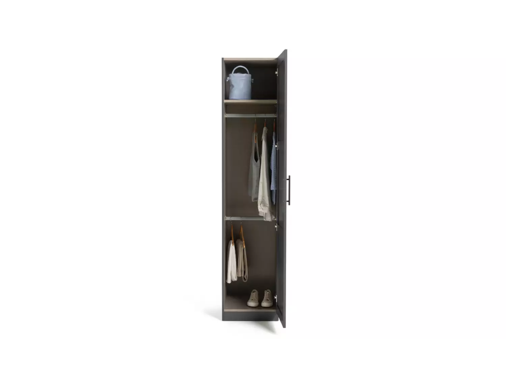 Habitat Munich Panelled 1 Door Wardrobe - Anthracite