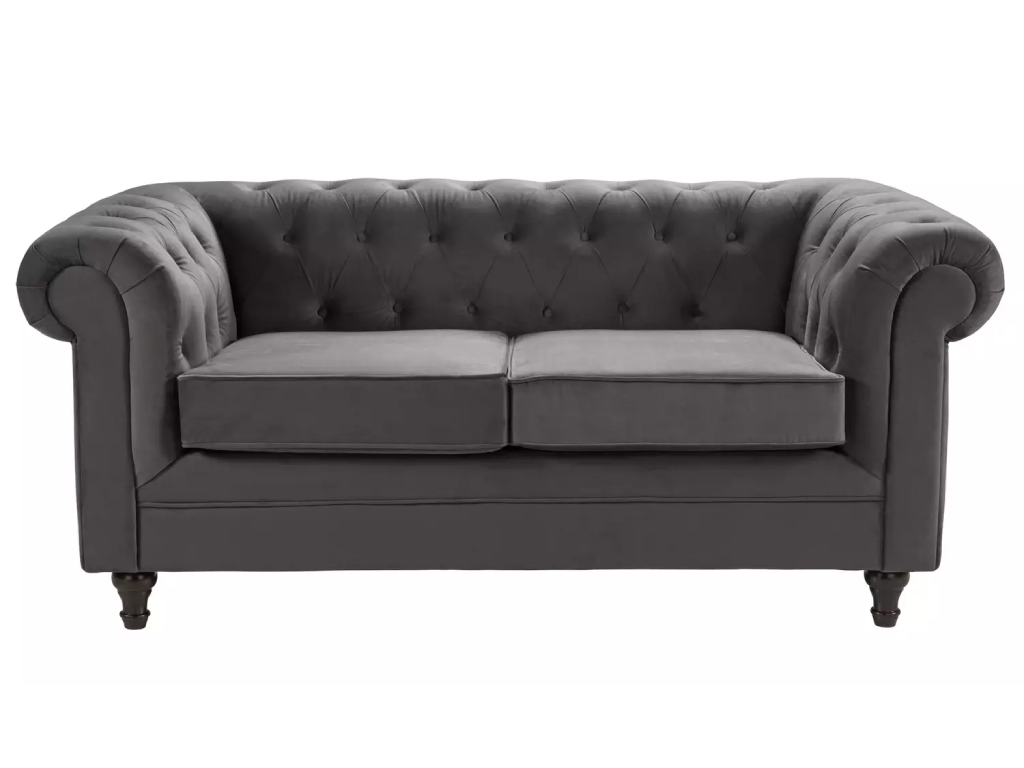 Habitat Chesterfield Velvet 2 Seater Sofa - Charcoal