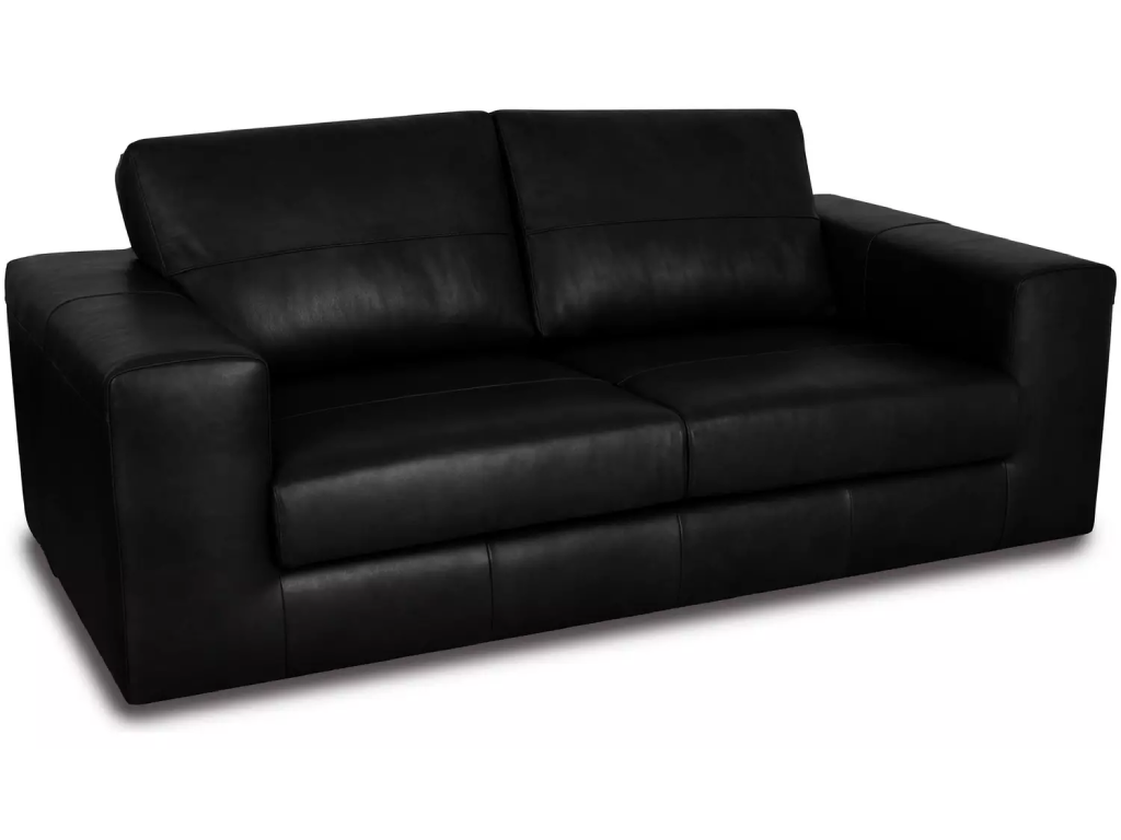 Habitat Daly Leather Wide Arm 3 Seater Sofa - Black