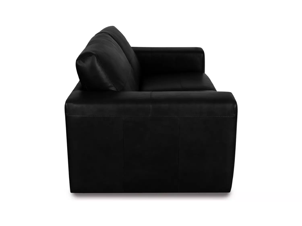 Habitat Daly Leather Wide Arm 3 Seater Sofa - Black