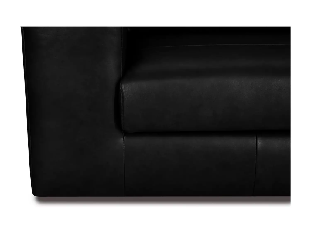 Habitat Daly Leather Wide Arm 3 Seater Sofa - Black