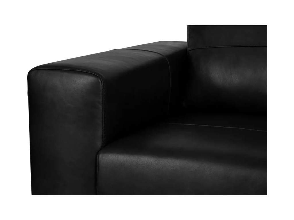 Habitat Daly Leather Wide Arm 3 Seater Sofa - Black