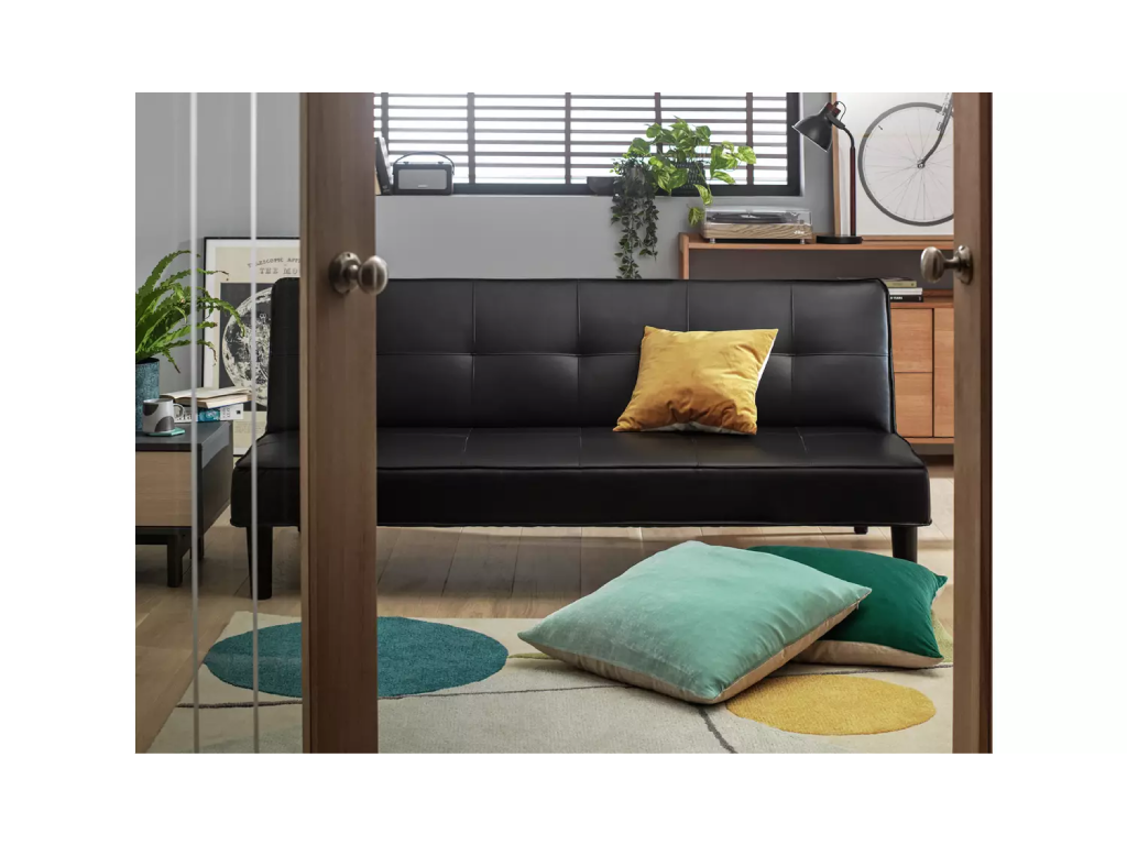 Patsy FauxLeather 2Seater ClicClac SofaBed -Black