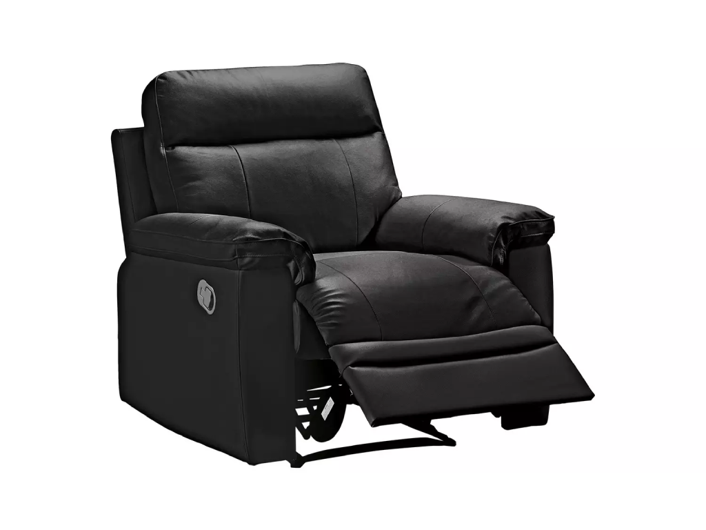 Paolo Leather Mix Manual Recliner Chair - Black