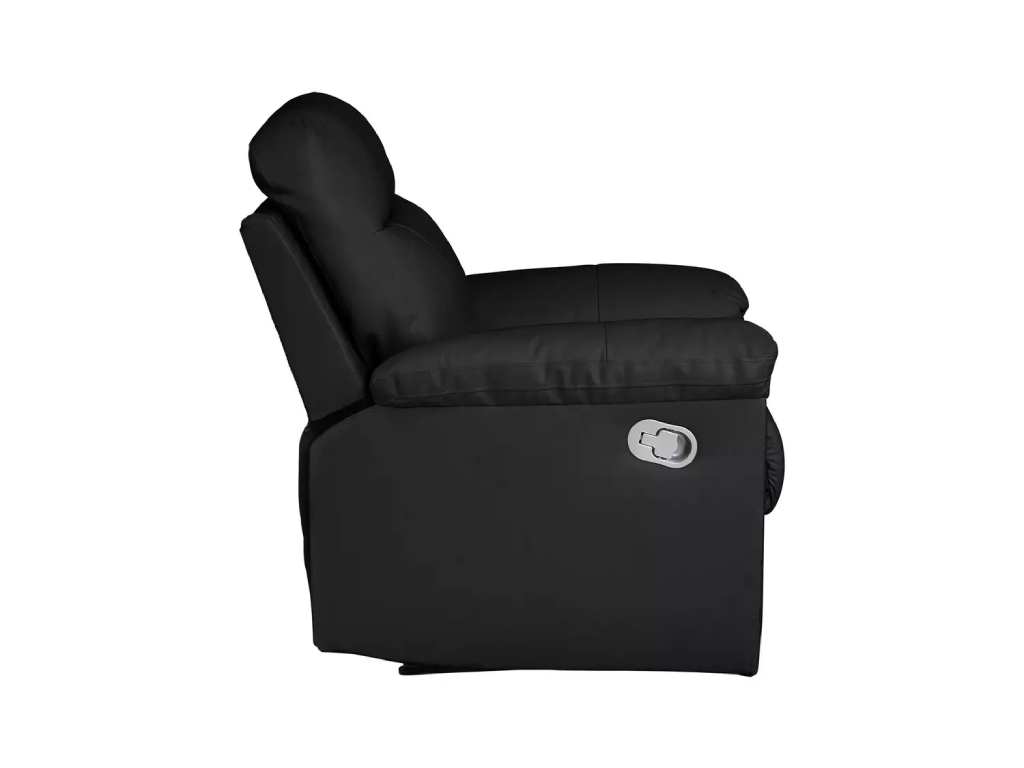 Paolo Leather Mix Manual Recliner Chair - Black
