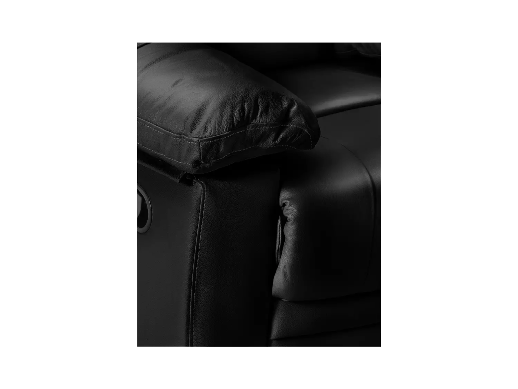 Paolo Leather Mix Manual Recliner Chair - Black