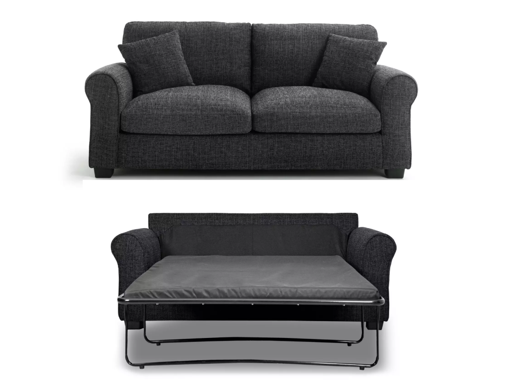 Lisbon Fabric 3 Seater + 2 Seater Sofa Bed Set - Charcoal
