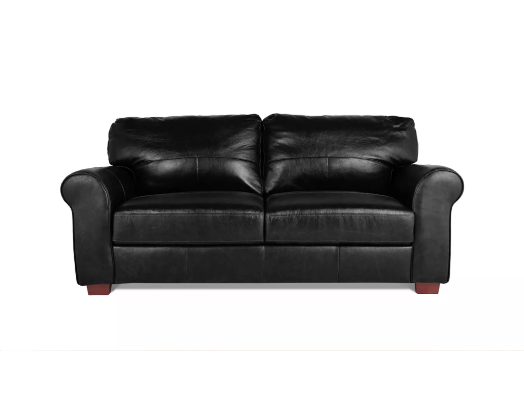 Salisbury Leather 3 Seater Sofa - Black