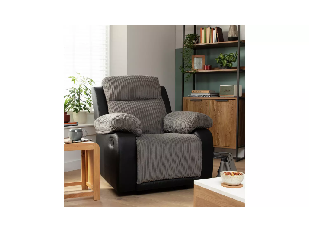Bradley Fabric Manual Recliner Chair - Charcoal