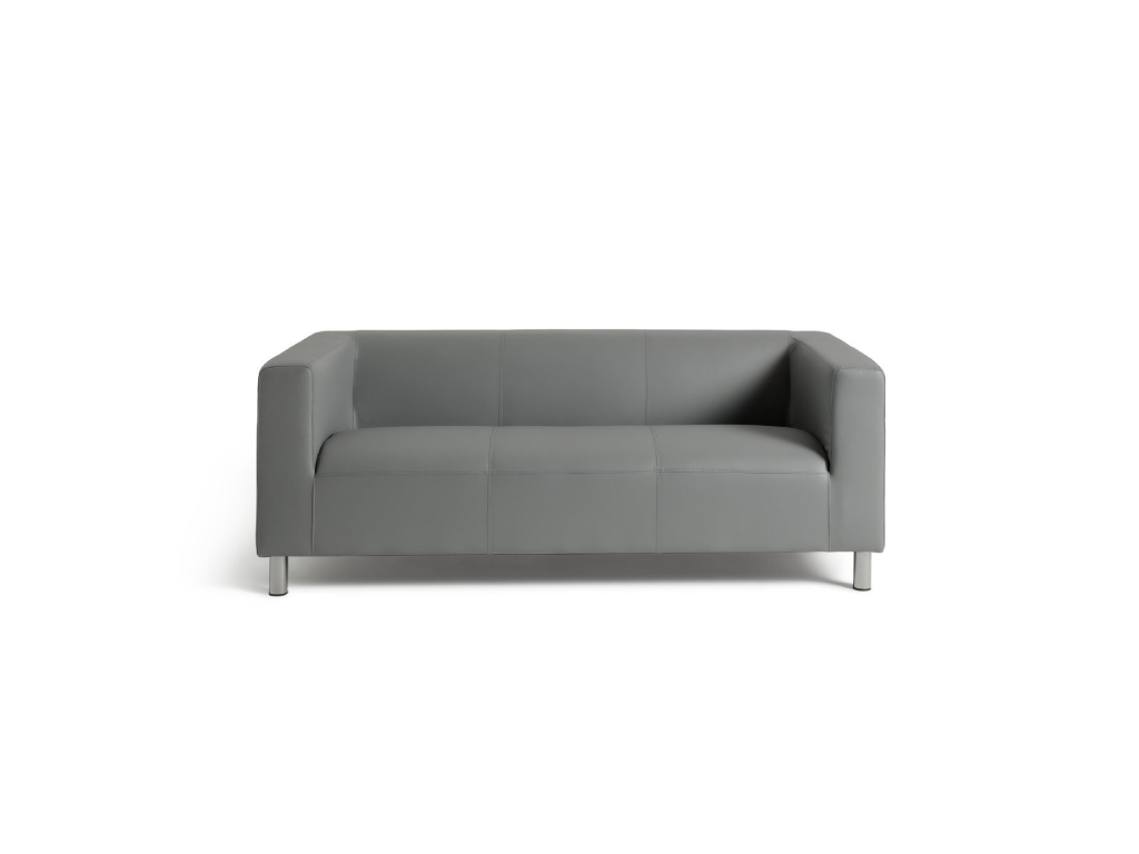 Moda Faux Leather 3 Seater Sofa - Soft Grey
