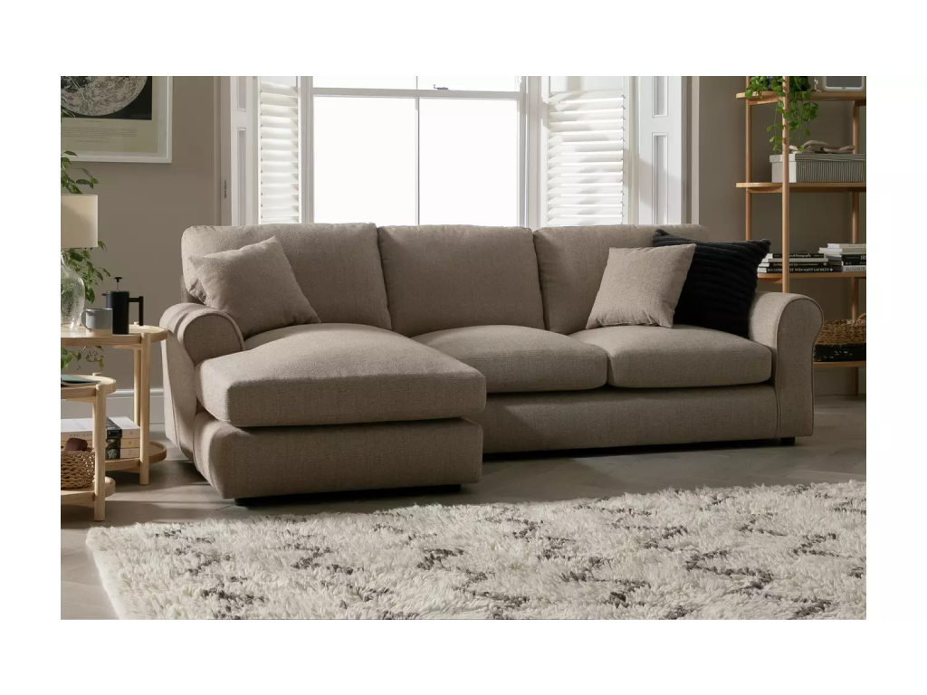Lisbon Fabric Left Corner Chaise Sofa - Grey