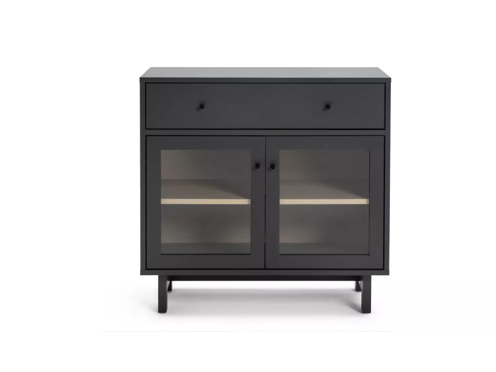 Habitat Jadon 2 Door Display Cabinet - Dark Grey & Oak