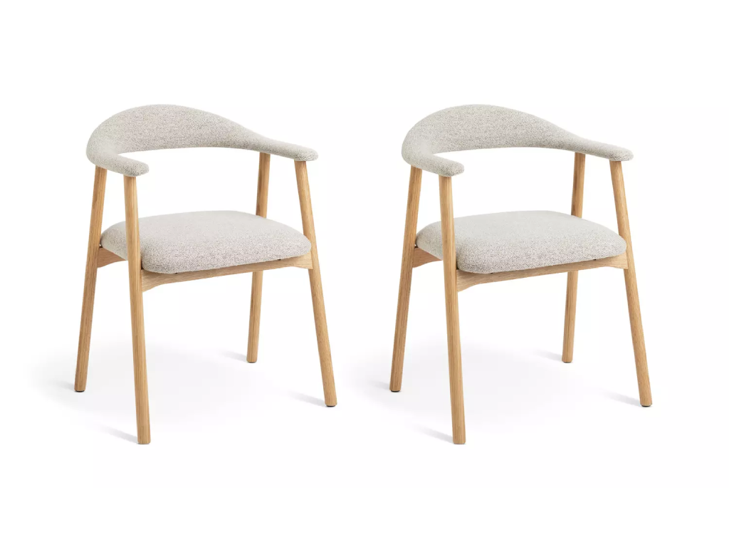 Habitat Lex Pair of Fabric Dining Chairs - Natural