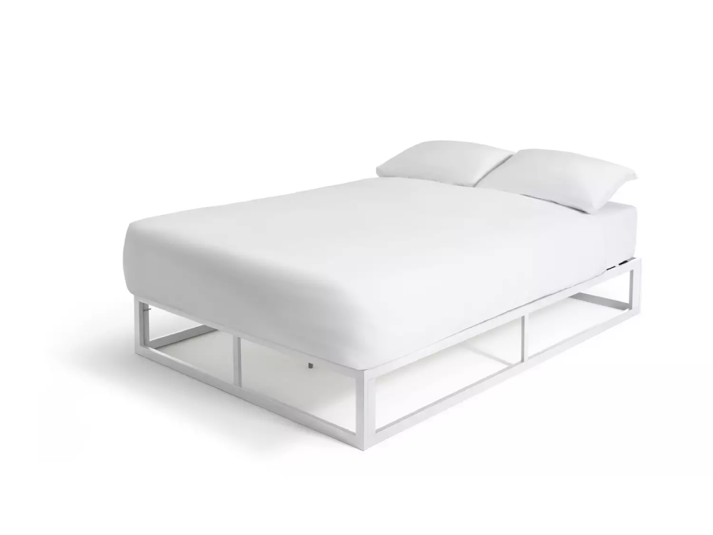 Platform Small Double Metal Bed Frame - White