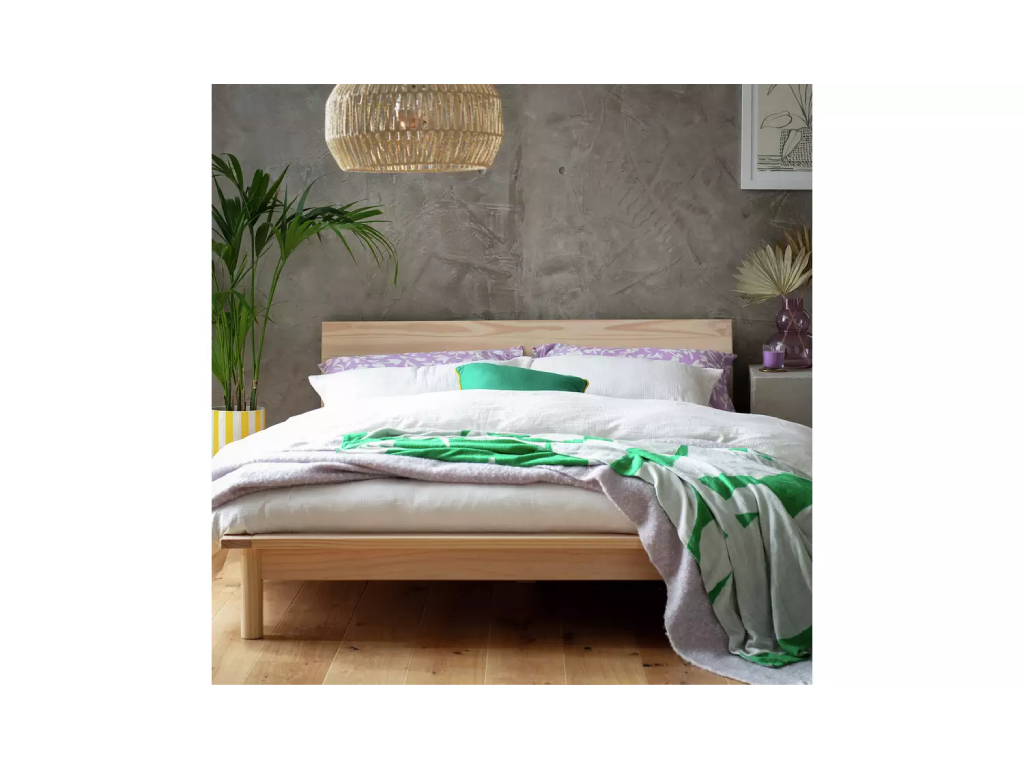 Akio Double Wooden Platform Bed Frame - Natural