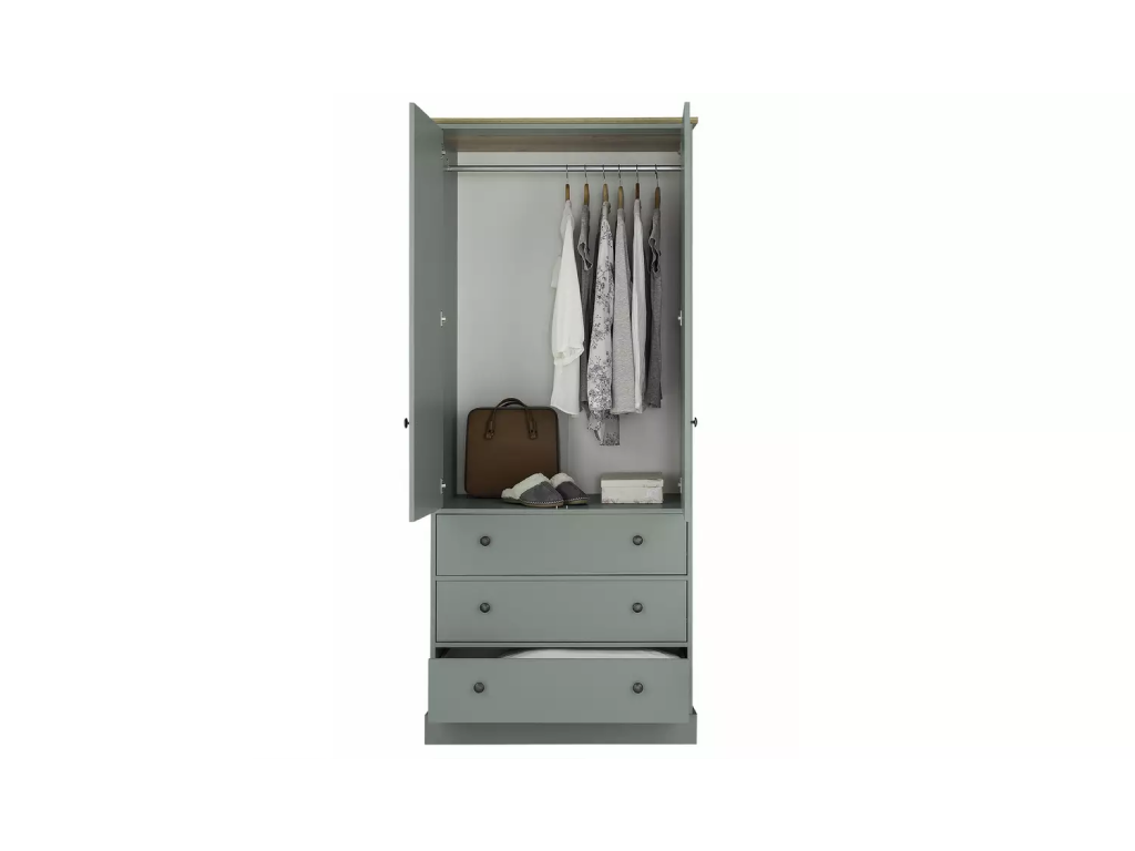 Kensington 2 Door 3 Drawer Wardrobe - Sage Green