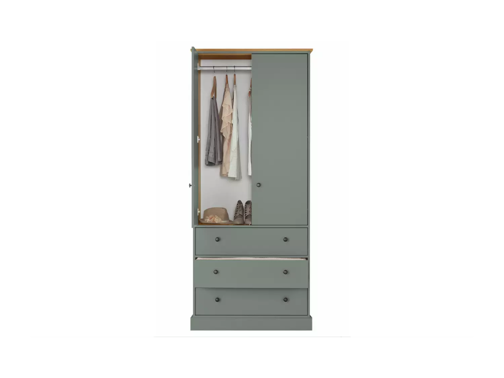 Kensington 2 Door 3 Drawer Wardrobe - Sage Green
